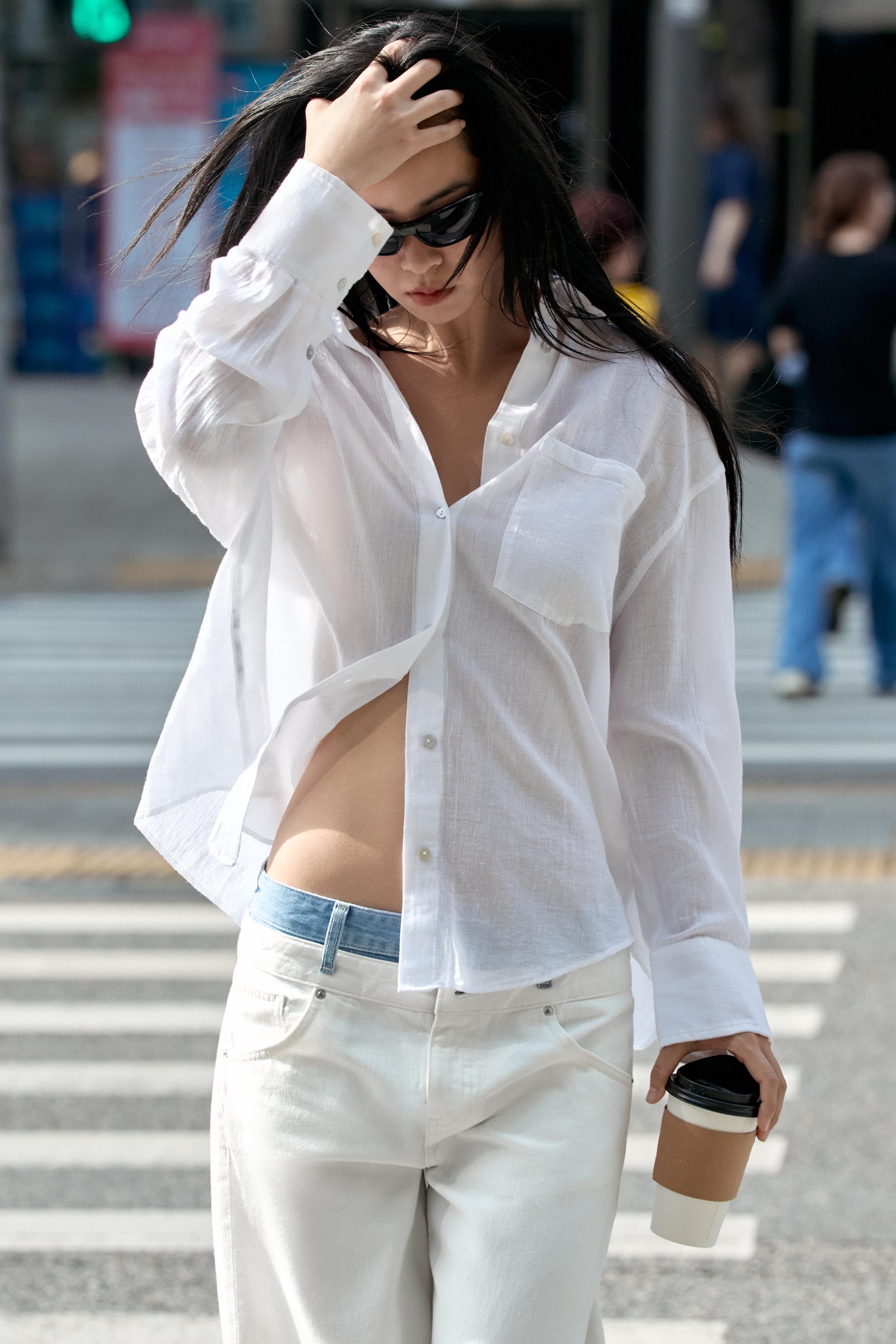 CHEMISE OVERSIZE GAZE POCHE
